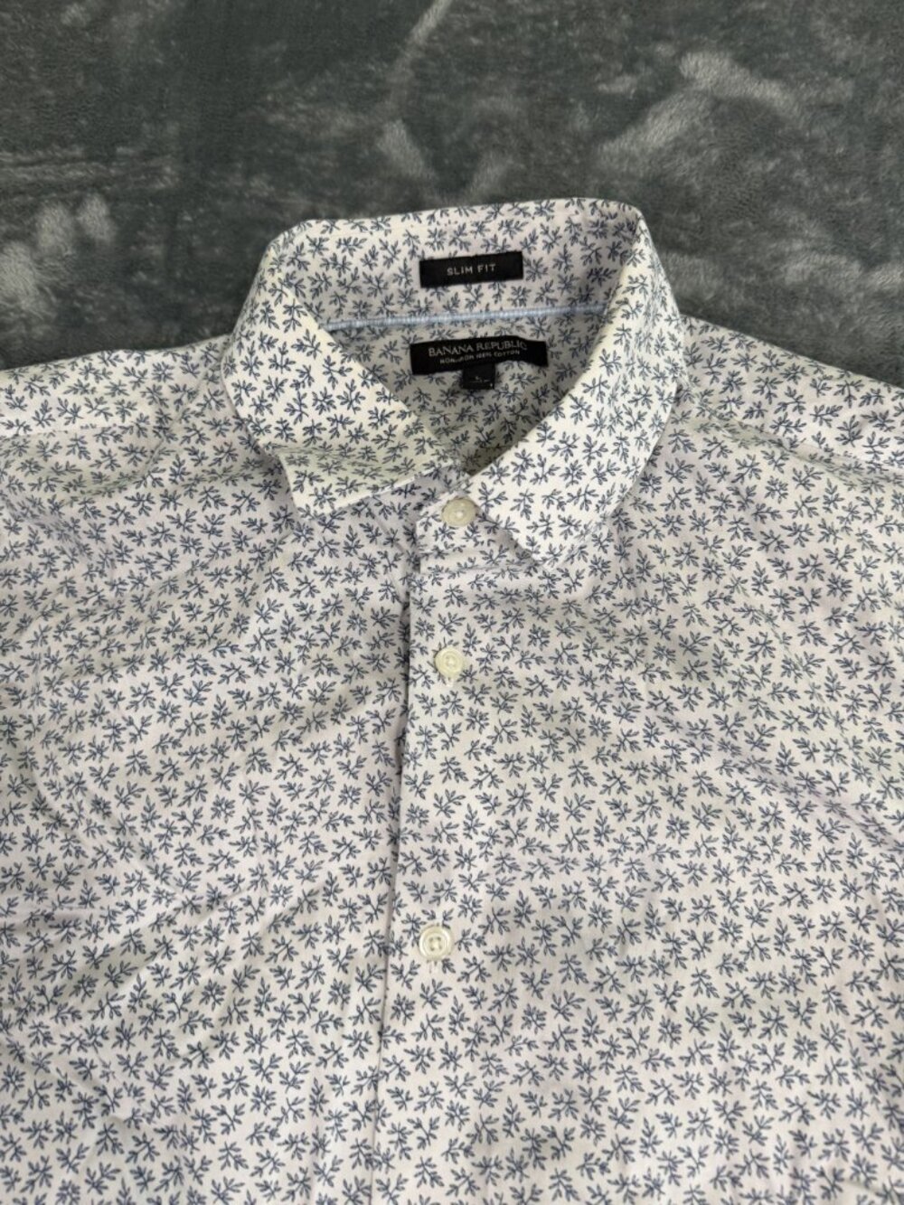 Banana Republic Mens Slim Fit Long Sleeve Floral Print Shirt L Non-Iron - Picture 4 of 8